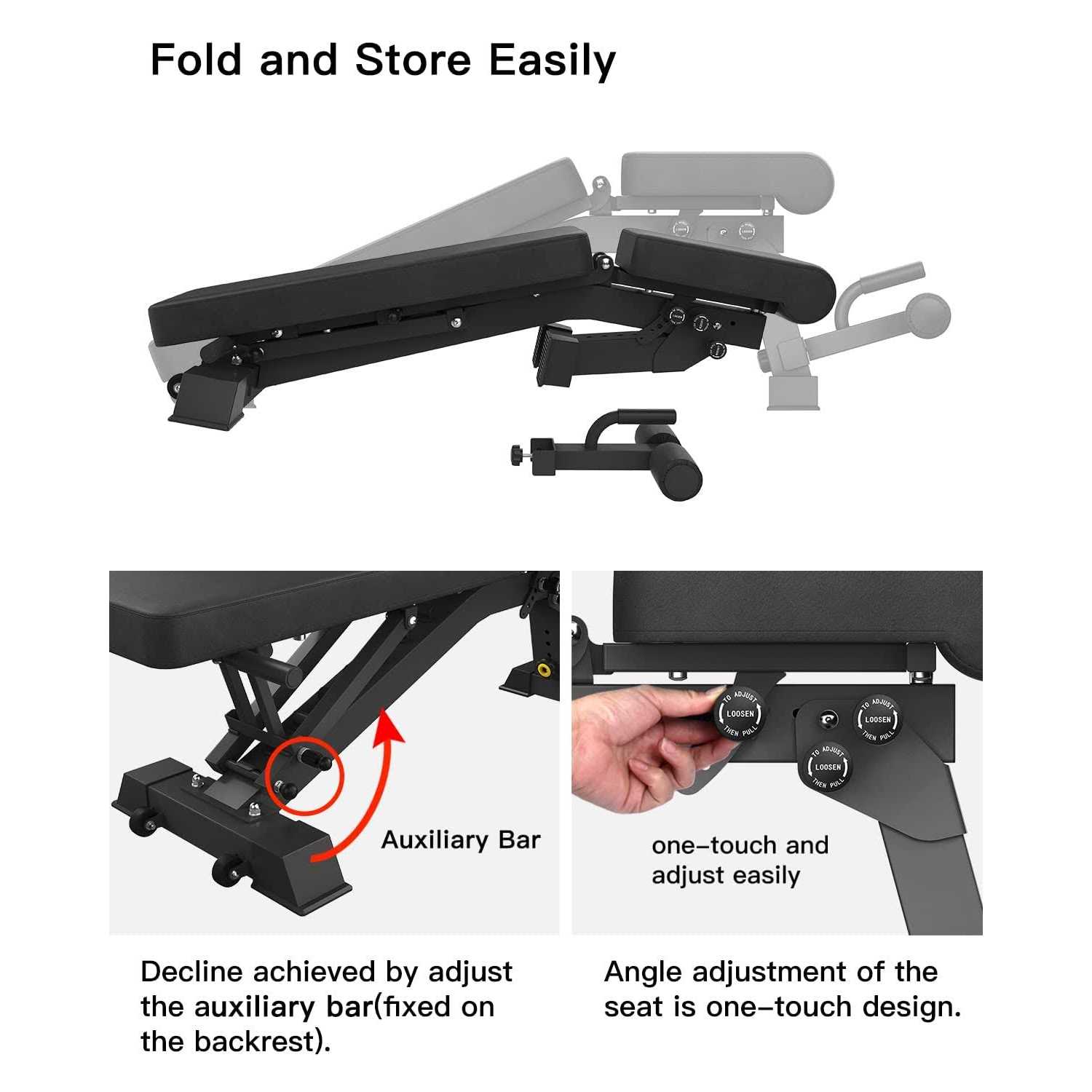 Youten Adjustable 9 Positions Incline Decline Sit Up Bench Improved Cushion for Exercise - Sports Supplies Online Store