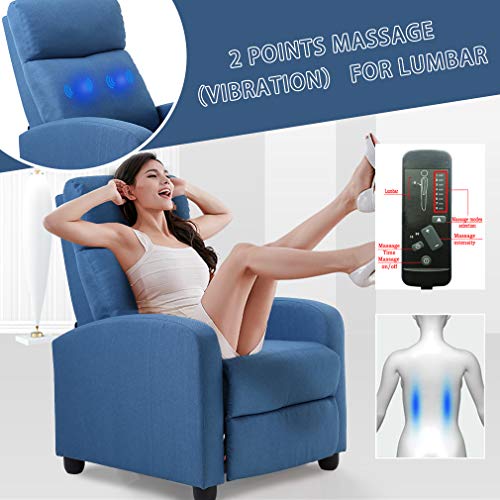 BestMassage | Recliner Chair | with 2 Point Massage Function | Black | with Lumbar Support, Adjustable Push Back, Wide Armrests