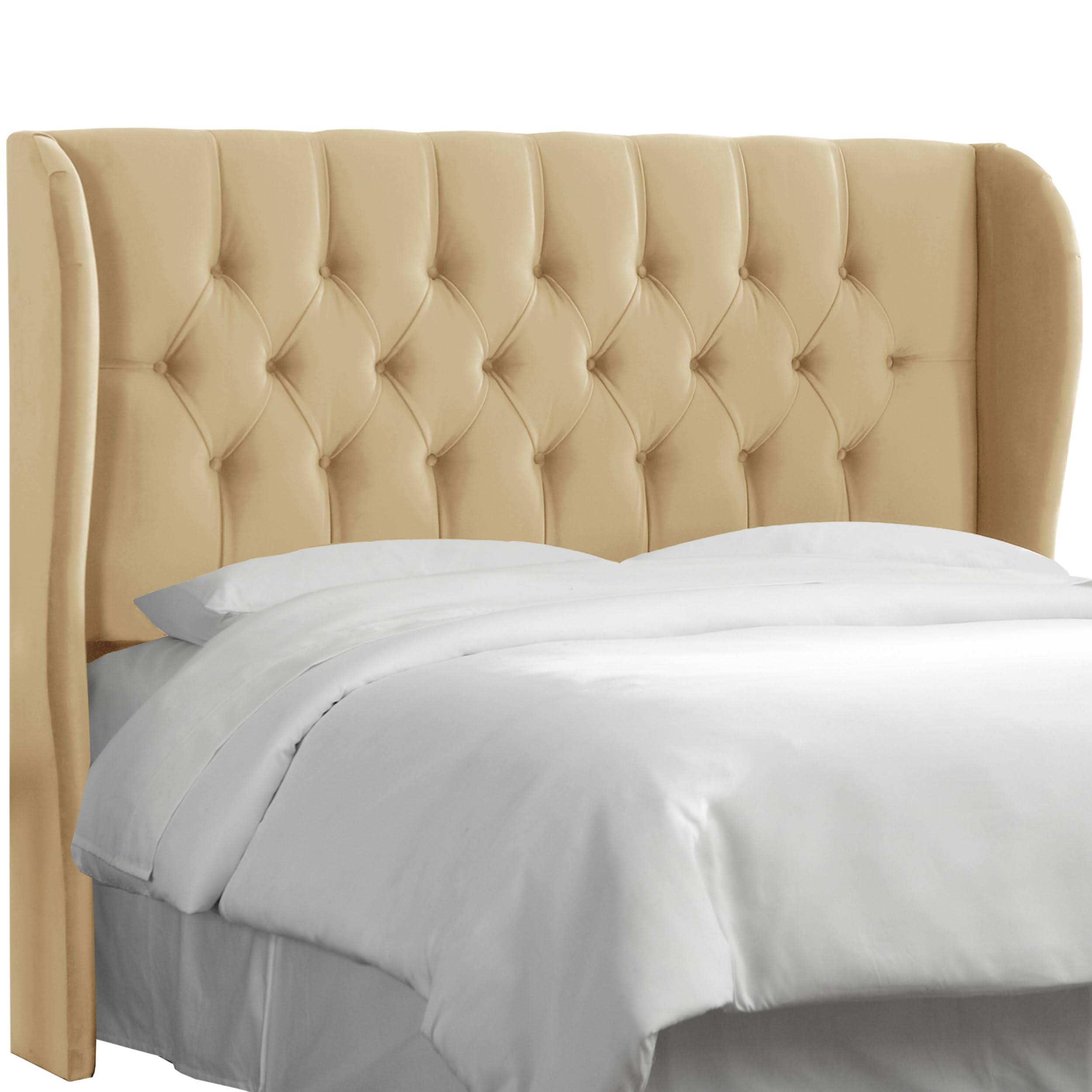 Skyline Tufted Wingback Panel Headboard in Beige - King