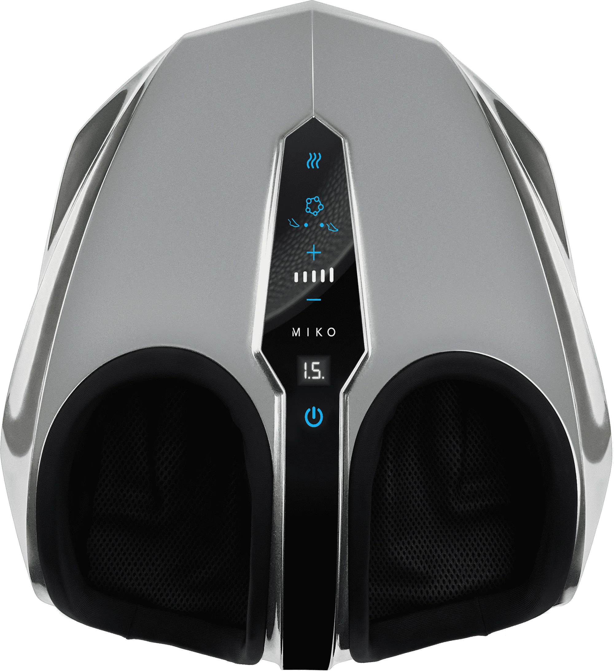 Miko Shiatsu Foot Massager Machine Kneading and Rolling with Heat and Pressure Settings, Silver, Includes 2 Remotes