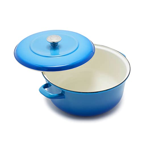 Merten & Storck German Enameled Iron, Round 5.3QT Dutch Oven Pot with Lid, Foundry Red
