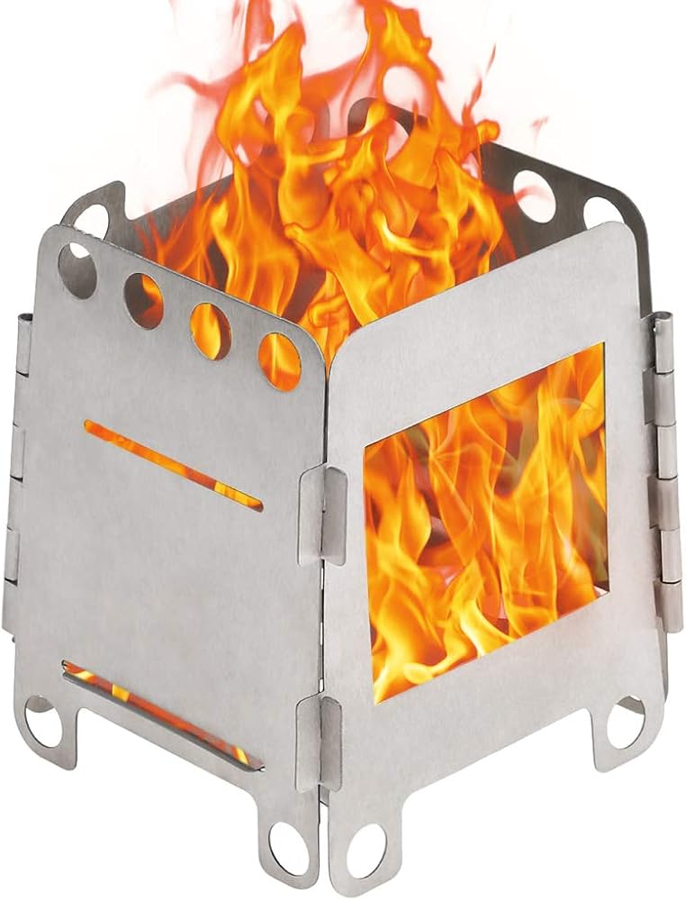 Lixada Camping Stove Portable Folding Stainless Steel Stove Wood Burning Stove Lightweight,Compact
