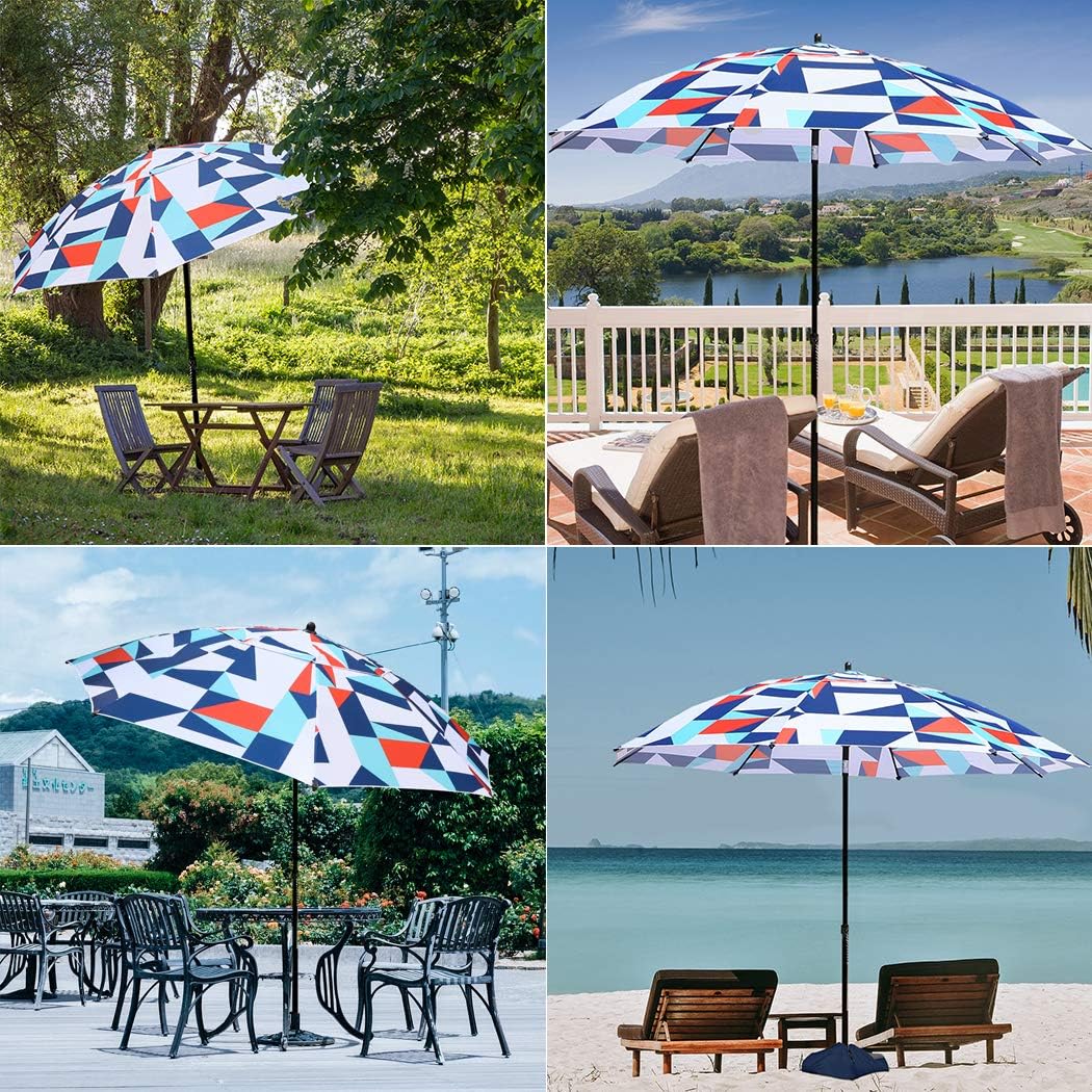 Beach Umbrella, TOTEBOX 7.5ft Portable Patio Sunshade Umbrella UPF 50+ Protection with Tilt Sand Anchor Carry Bag and Sand Bag for Yard and Pool