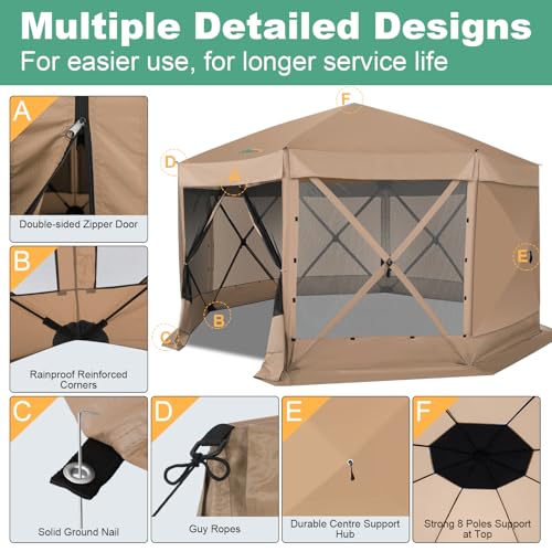 COBIZI 12x12ft Pop up Gazebo Screen Tent Screen House for Camping, Camping Outdoor Screened Gazebo, Canopy Tent