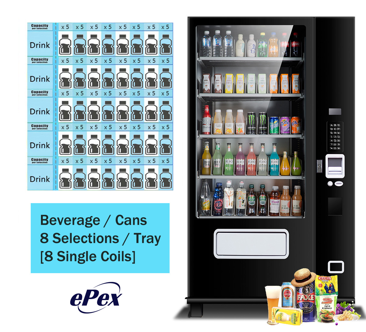 EPEX D540 Large Refrigerated Beverage Drink Vending Machine with Elevator Delivery - Curated Treasures Market