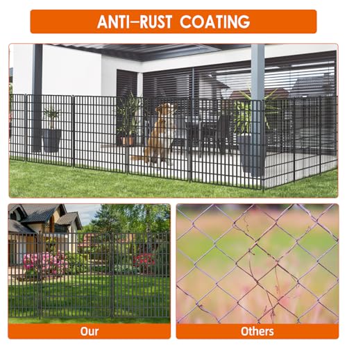 15 Panels No Dig Fence with Gate, 32 in(H) X 36 ft(L) Garden Decorative Fence Animal Barrier for Dogs