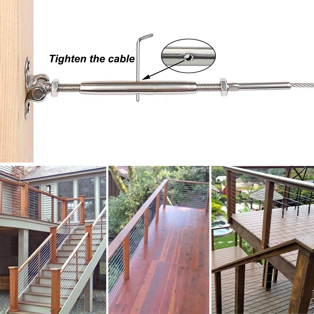 Lulultn Cable Railing Hardware, 30 Pairs Cable Railing Kit,Steel Cable Railing Kit,for 1/8 Cable Railing System, Adjustable Angle