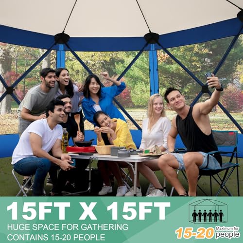 COBIZI 12x12ft Pop up Gazebo Screen Tent Screen House for Camping, Camping Outdoor Screened Gazebo, Canopy Tent