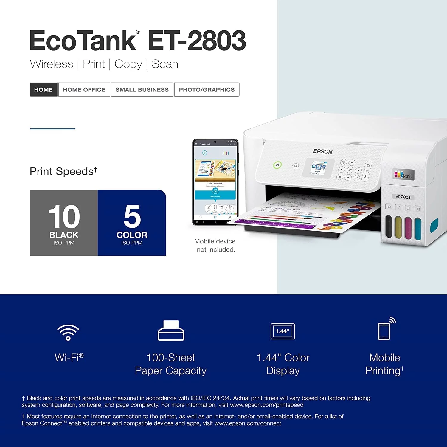 Epson EcoTank ET-2803 Wireless All-in-One Printer, Cefesfy