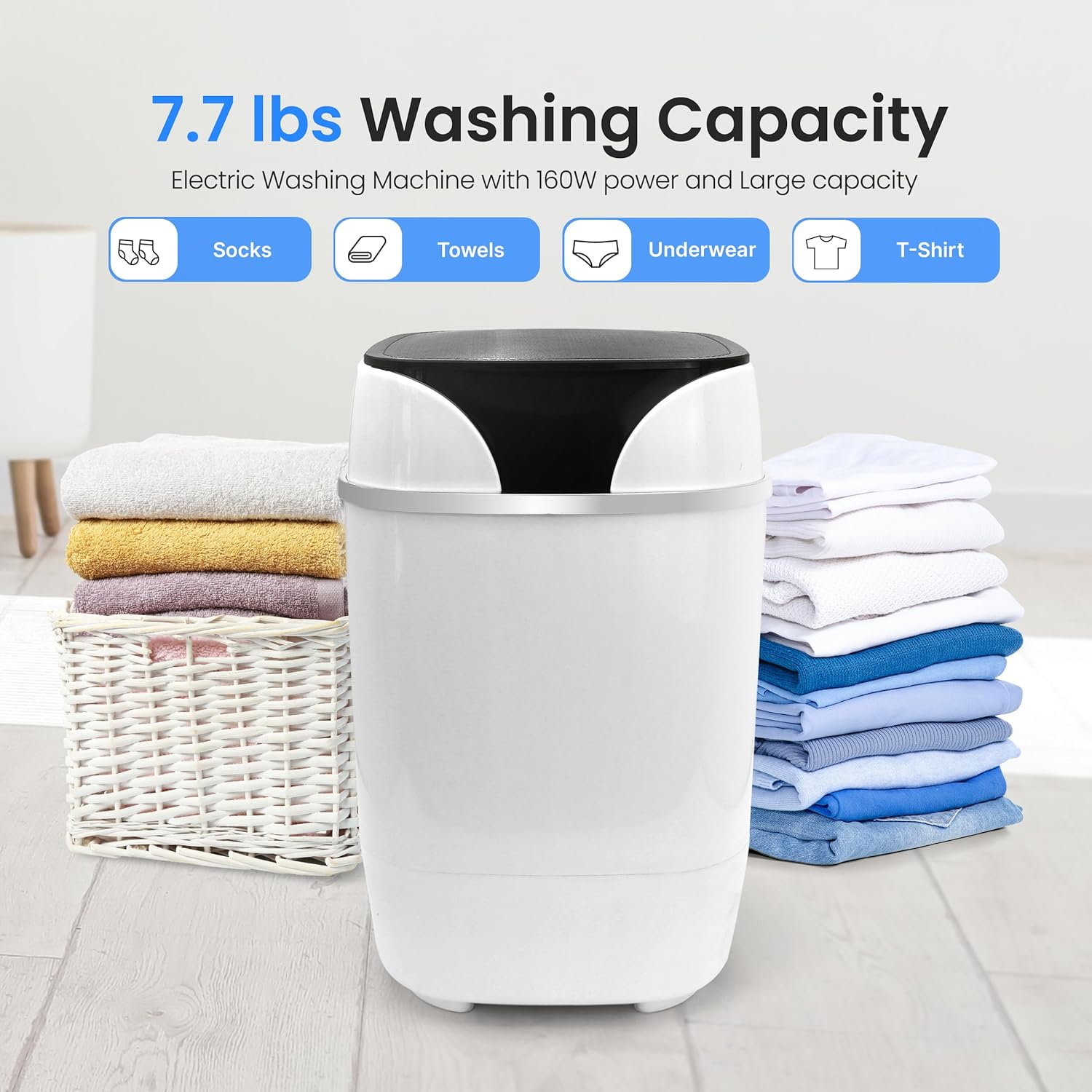 SereneLife PUCWM200 Portable Machine Full-Automatic Compact Washer with Washing Programs Ideal for RV, Dorm, Apartment (White) - Smart Home Appliances