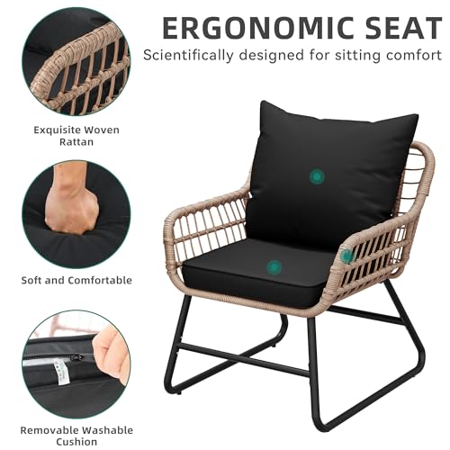 YITAHOME 4 Piece Patio Furniture Set, Wicker Outdoor Bistro Set