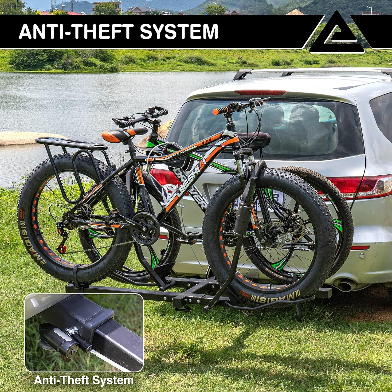 Leader Accessories Tire Clamping 2-Bike Platform Style Hitch Mount Bike Rack, Locking Tray Style Bicycle Carrier Racks Foldable Rack for Cars, Trucks