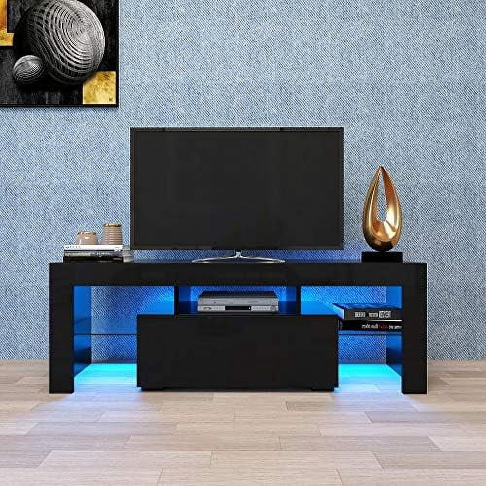 NLIBOOMLife Modern TV Stand with 2  Cabinets Entertainment Center for 65 inch TV Simple Television Media Console Table with 2 Open Shelves Wood TV