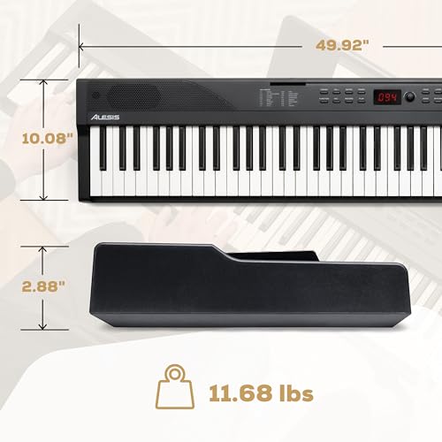 Alesis 88 Key Keyboard Piano with 480 Sounds, Speakers, USB MIDI, Carry-Bag, Stand, Headphones, Pedal and Piano Lessons for Beginners