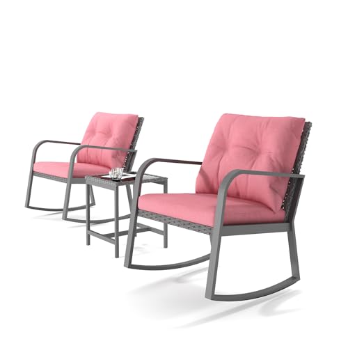 3 Piece Rocking Bistro Patio Set, Outdoor Rocking Chair