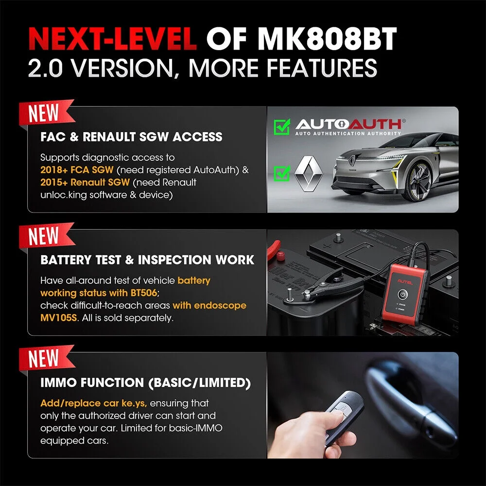 Autel MaxiCOM MK808K-BT Bidirectional Car Diagnostic Scanner Same as MK808BT PRO