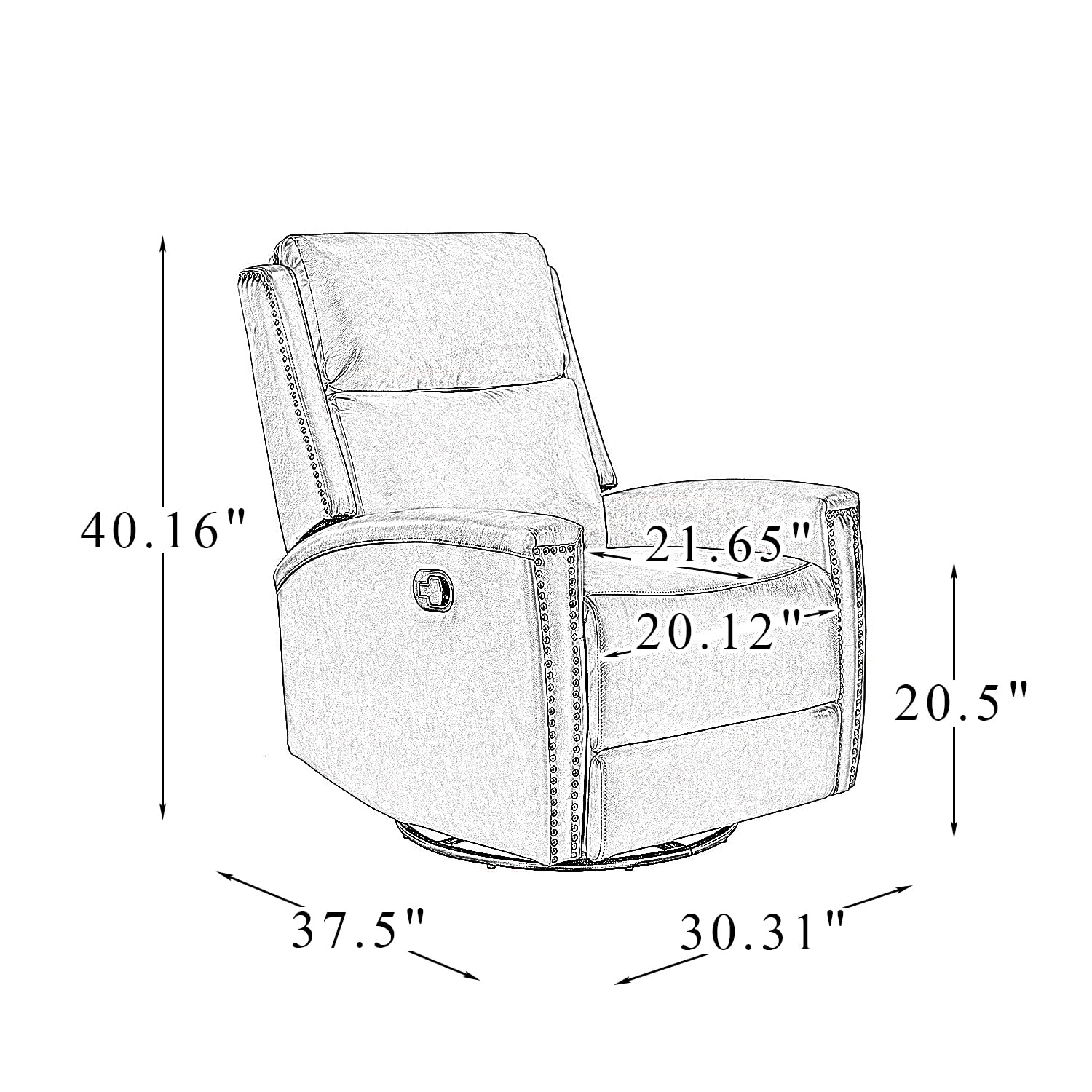 ARTFUL LIVING DESIGN Genuine Leather Swivel Rocker Recliner Set of 2 with Nailhead Trims & Swivel Base, Beige