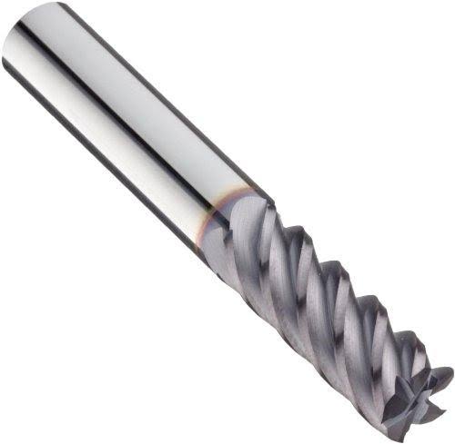 Niagara Cutter N62002 Carbide Square Nose End Mill, inch, TiAlN Finish, Roughing and Finishing Cut, 45 Degree Helix, 5 Flutes, 2