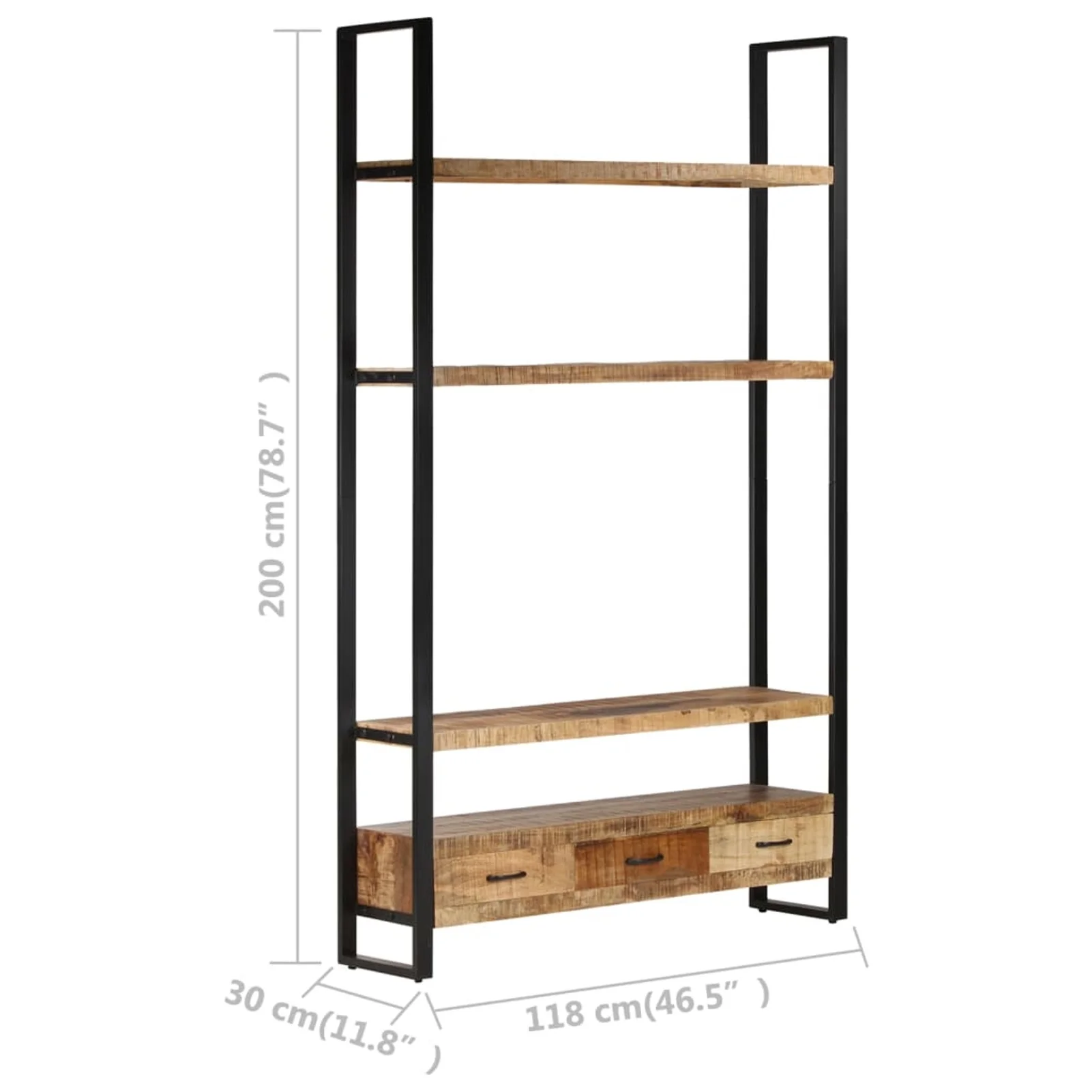 moobody Highboard with 3 Drawers and 3 Storage Shelves Mango Wood Sideboard Wooden Storage Cabinet for Living Room, Bathroom, Bedroom
