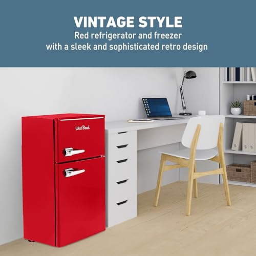 West Bend Mini Fridge with Freezer Retro-Styled for Home Office or Dorm