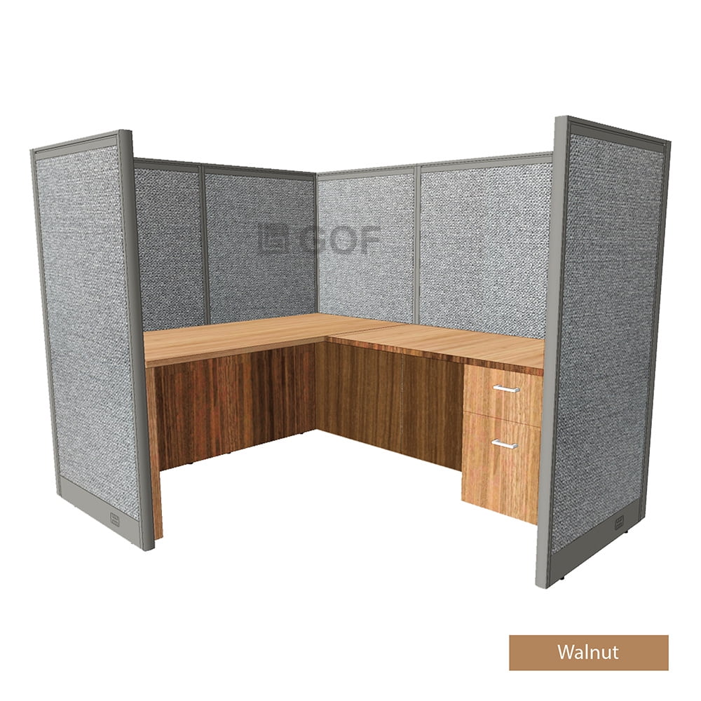 GOF 1 Person Workstation Cubicle (C-6’D x 6’W x 5’H) / Office Partition, Room Divider (60"H Cubicle with Desk, Artisan Grey)