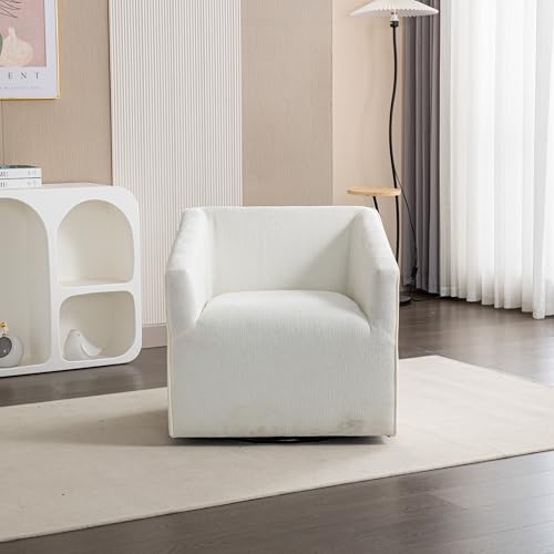 360 Swivel Accent Barrel Chair with Storage Ottoman & Headrest