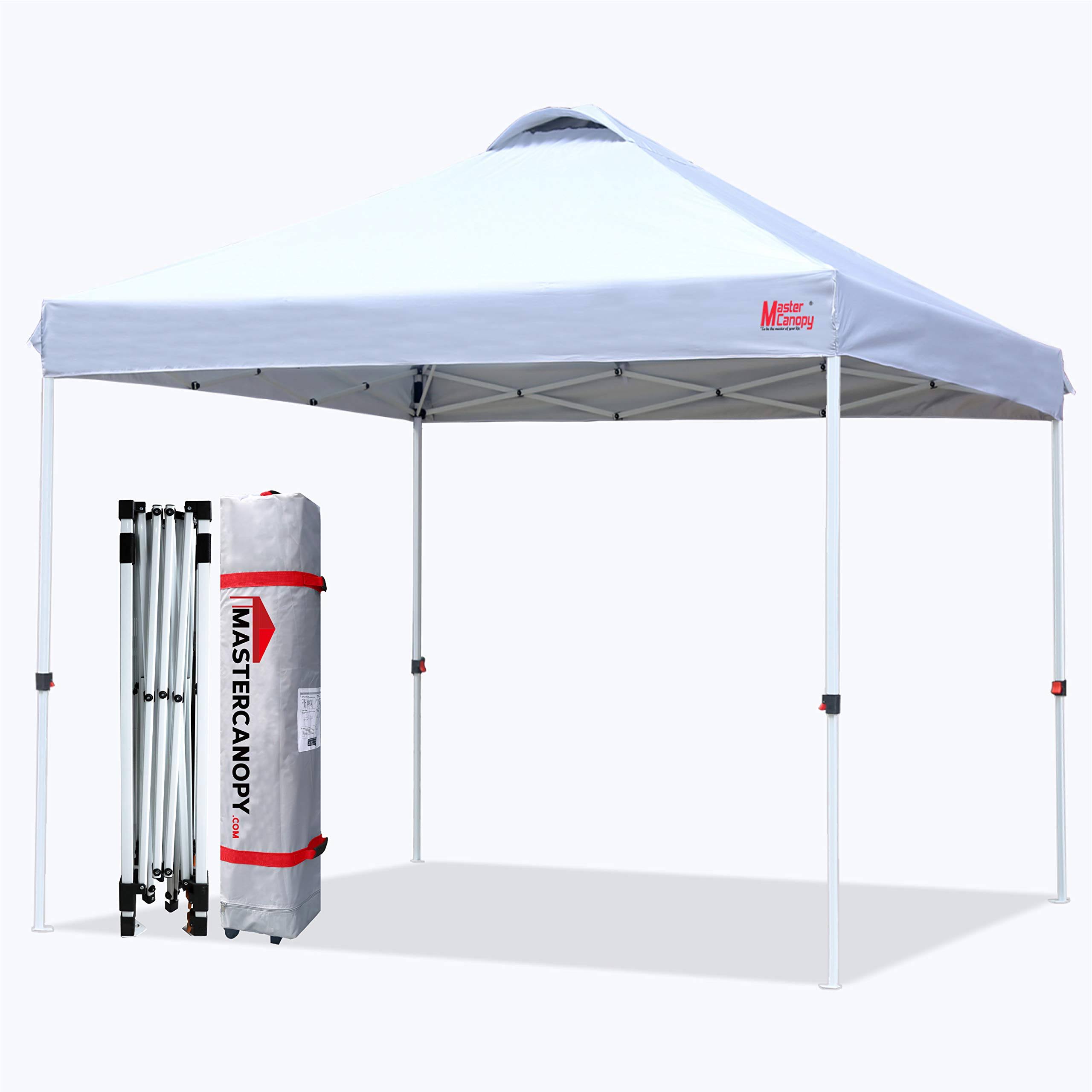 MASTERCANOPY Pop-Up Canopy Tent Commercial Instant Canopy with Wheeled Bag,Canopy Sandbags x4,Tent Stakesx4(10&x10& White)