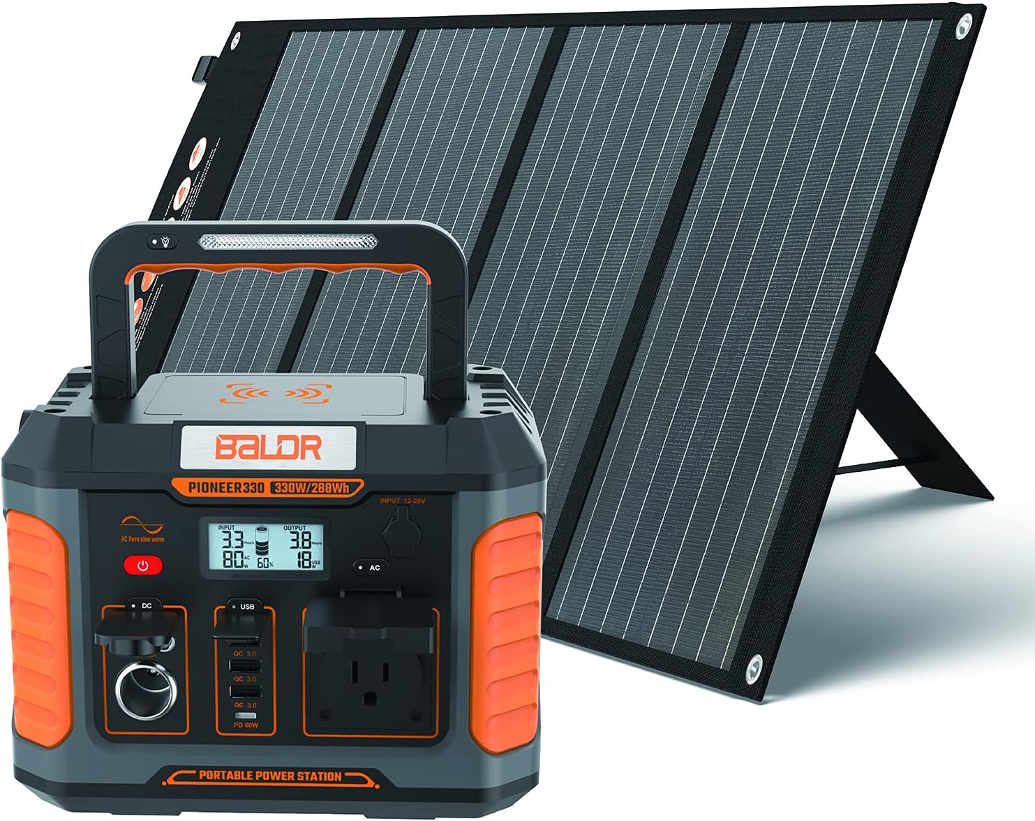 BALDR Portable Power Station 330W, 288Wh Emergency Backup Lithium Battery Solar Generator