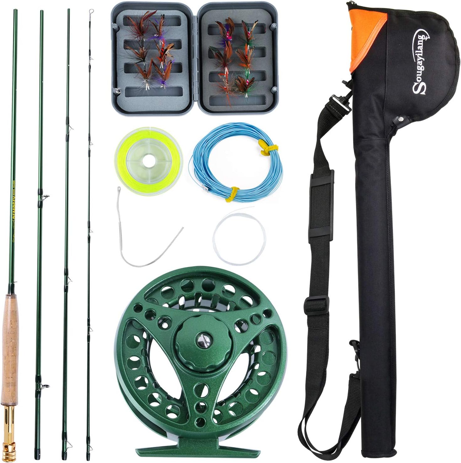 Sougayilang Saltwater Freshwater Fly Fishing Rod with Reel Combo Kit Pack of 2