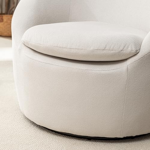 360 Swivel Accent Barrel Chair with Storage Ottoman & Headrest