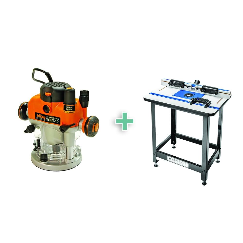 Rockler High Pressure Laminate Router Table Package with Triton Plunge Router, Steel Stand and 4-Piece Accessory Kit 50122