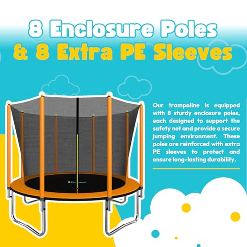 SkyBound Trampoline with Safety Enclosure Net - 10ft 12ft 14ft 15ft 16ft Large Outdoor Backyard ASTM Approved Trampolines for Kids & Adults