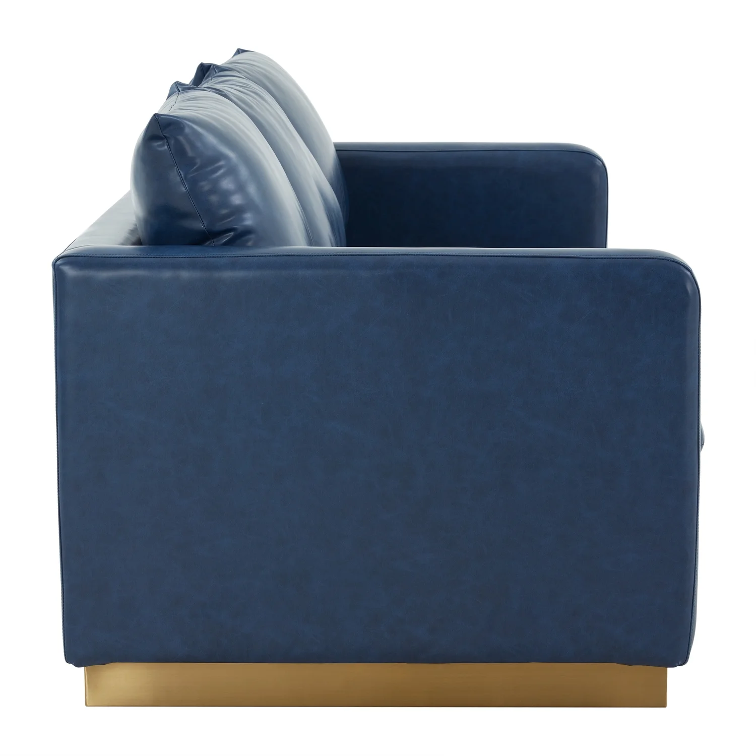 HomeStock Modern Motifs Modern Mid-Century Upholstered Leather Sofa with Gold Frame