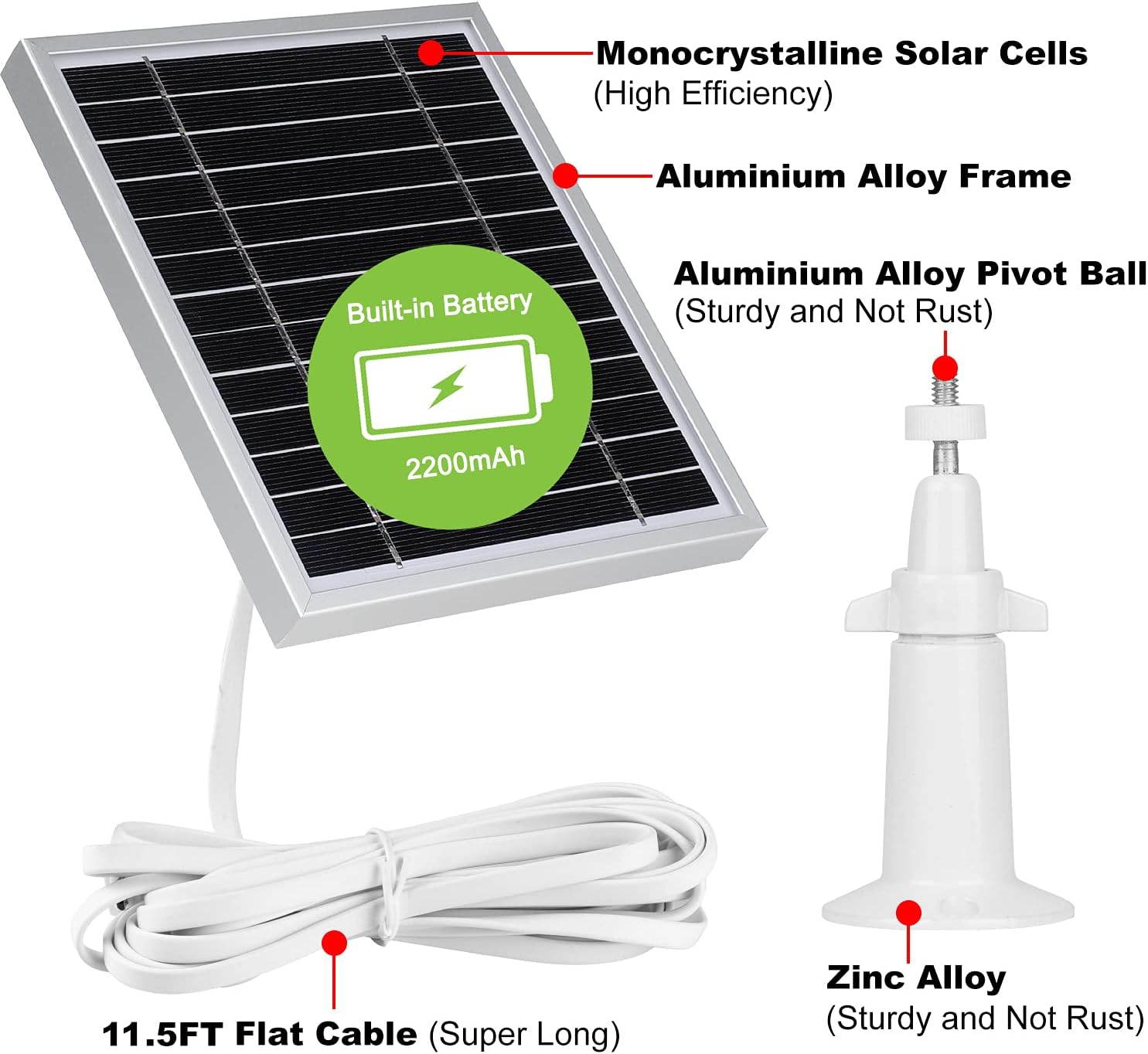 UYODM Solar Panel Compatible with SimpliSafe Wireless Outdoor Security Camera,Power Your SimpliSafe Outdoor Camera continuously - Silver - 3PACK