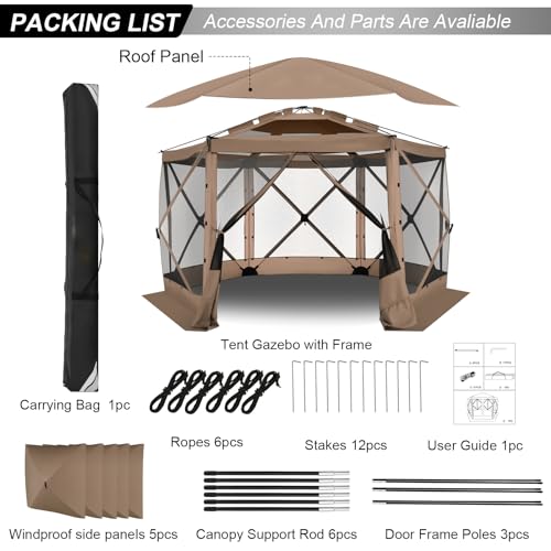 COBIZI 12x12ft Pop up Gazebo Screen Tent Screen House for Camping, Camping Outdoor Screened Gazebo, Canopy Tent
