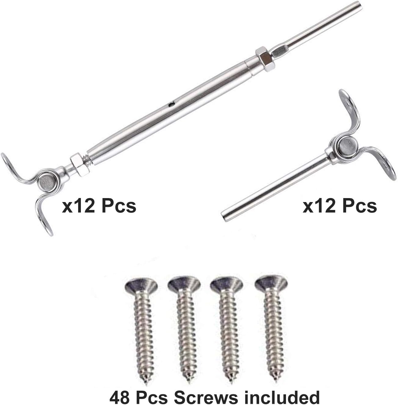 CKE 12 Pack T316 Stainless Steel Cable Railing Kits Fit 3/16" Stainless Steel Wire Rope Cable,Toggle Turnbuckle & End for Cable Railing Systems