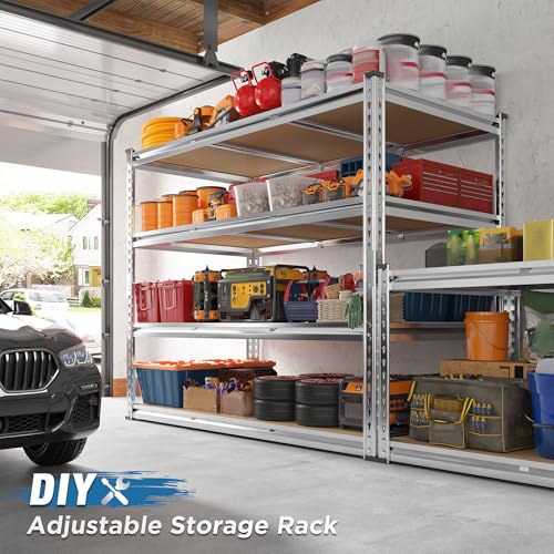 REIBII 48" W Garage Shelving Heavy Duty 3020LBS Storage Shelves 5 Tier Heavy Duty Shelving Adjustable Garage Shelves for Basement, Warehouse