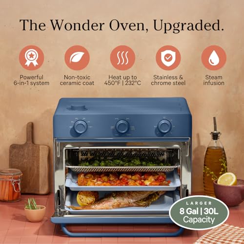 Our Place Wonder Oven | 6-in-1 Air Fryer & Toaster Oven with Steam Infusion | Compact, Countertop Friendly, Fast Preheat, Multifunctional | Air Fry