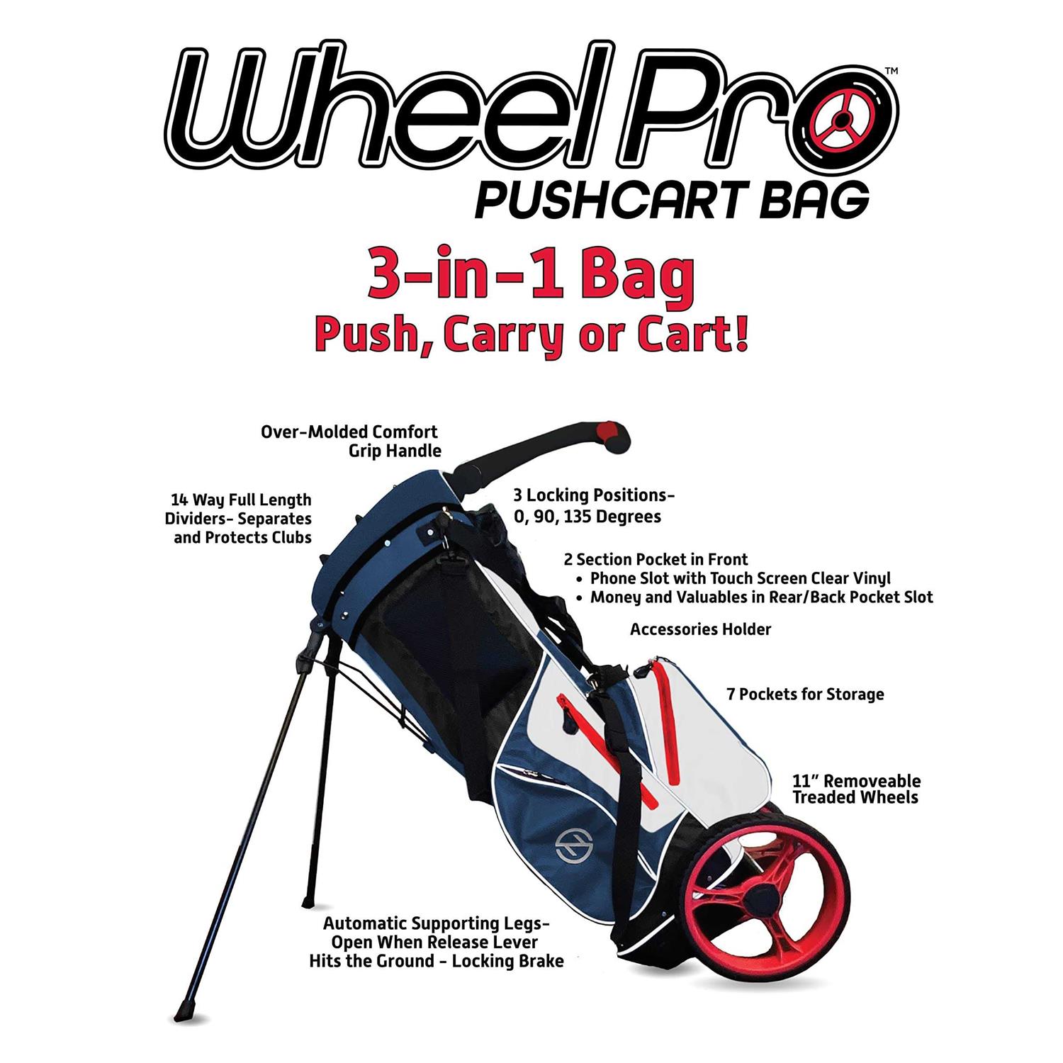 Zero Friction Wheel Pro Push Cart &amp; Stand Bag - Sports Supplies Online Store