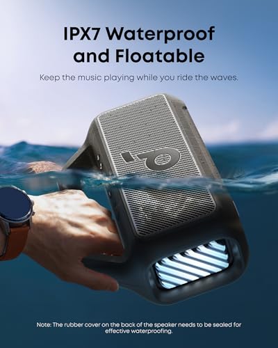 soundcore Boom 2 By Anker, Outdoor Speaker, 80W, Subwoofer, BassUp 2.0, 24H Playtime, IPX7 Waterproof, Floatable, RGB Lights, USB-C, Custom EQ