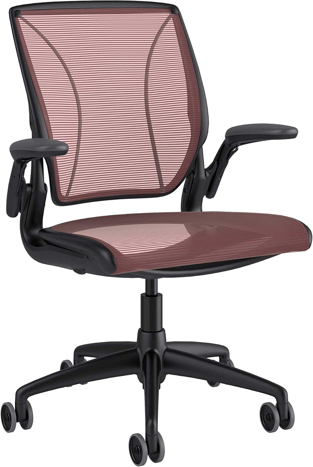 Humanscale Diffrient World Office Task Desk Chair - Adjustable Duron Arms - Black Frame Black Pinstripe Back and Seat Mesh W11BN10N10-S