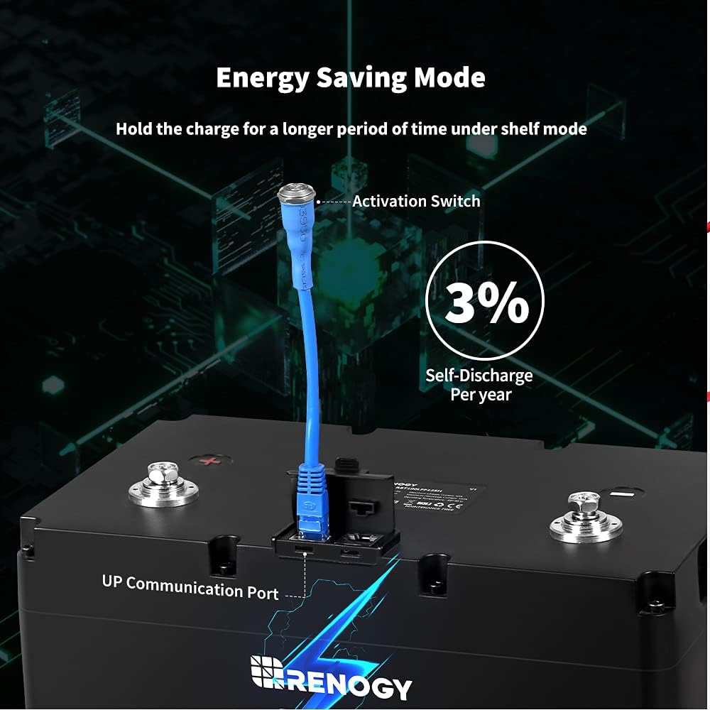Renogy Smart Lithium-Iron Phosphate Battery 12V 100Ah w/Self-Heating Function for RV, Solar, Marine, and Off-grid Applications