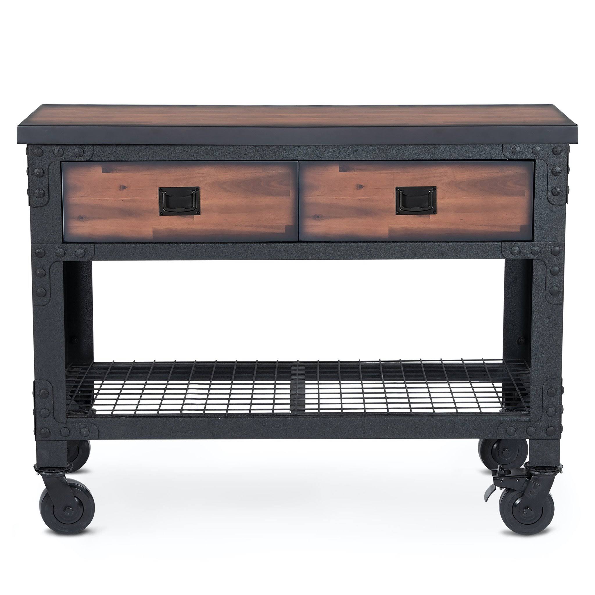 Duramax 48 in x 24 in. 2 Drawer Rolling Industrial Workbench with Wood Top