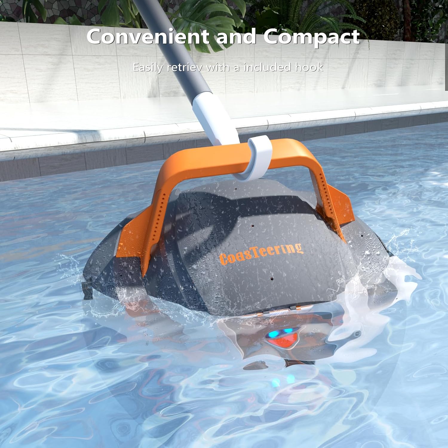 Robotic Pool Cleaner, Cordless Pool Vacuum for Above Ground Pool, Lasts up to 100Mins, Above Ground Pool Vacuum with Self-Parking Function