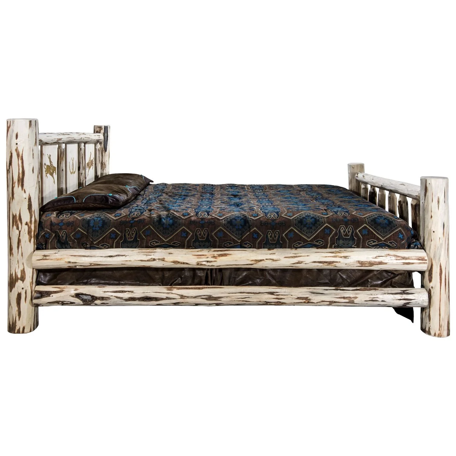 Bronc Design Laser Engraved Log Bed in Natural (Twin: 87 in. L x 46 in. W x 47 in. H (184 lbs.))