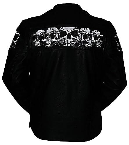 First Mfg Co - Savage Skulls - Men's Motorcycle Biker Riding Black Leather Jacket