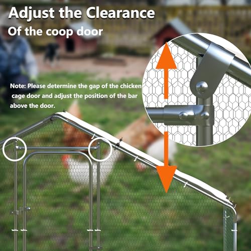 BOSSIN Metal Chicken Coop with Waterproof Cover, Poultry Cage Spire Shaped Coop, Walk-in and Heavy Duty Design