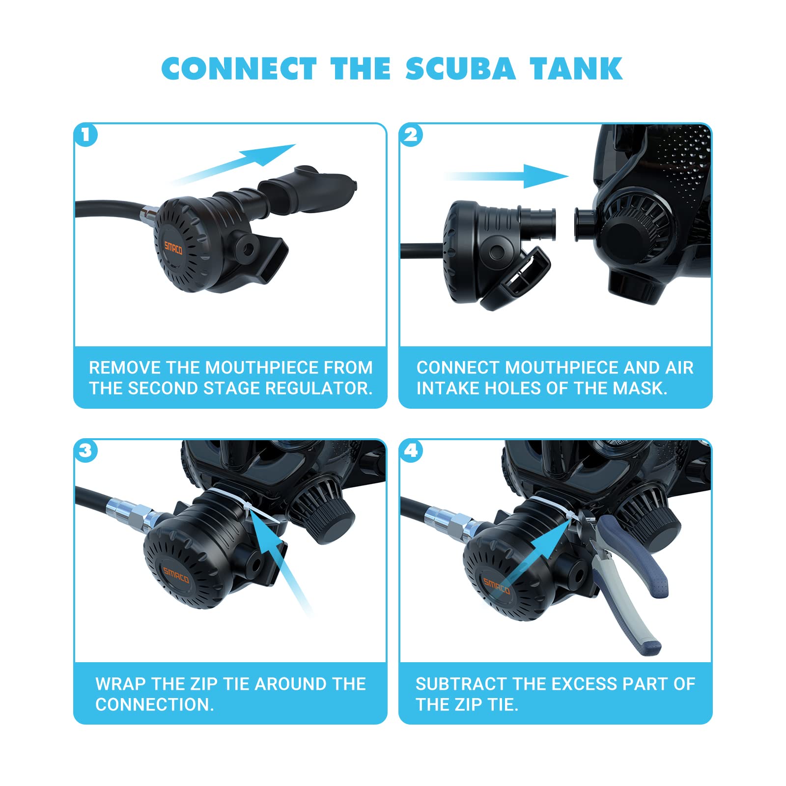 SMACO S700 1.9L Mini Scuba Tank with Full Face Diving Mask, —DOT Certified Tank with 25-30 Minutes Diving Cylinder for Underwater Exploraion