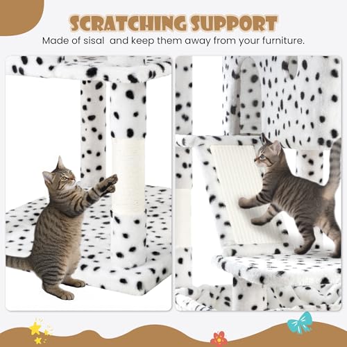 SHA CERLIN 81in Multi-Level Tall Cat Tree Tower for Indoor Kitties/Larger Cat Condo Furniture with Hammock/Cozy Pussycat Perches/Sisal Scratching