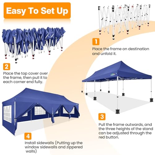 10x10 Pop Up Canopy Tent with 4 Sidewalls and Mesh Windows 2.0
